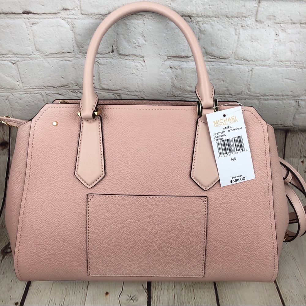 Michael Kors Hayes Large Leather Satchel Bag Pink - Picture 4 of 8